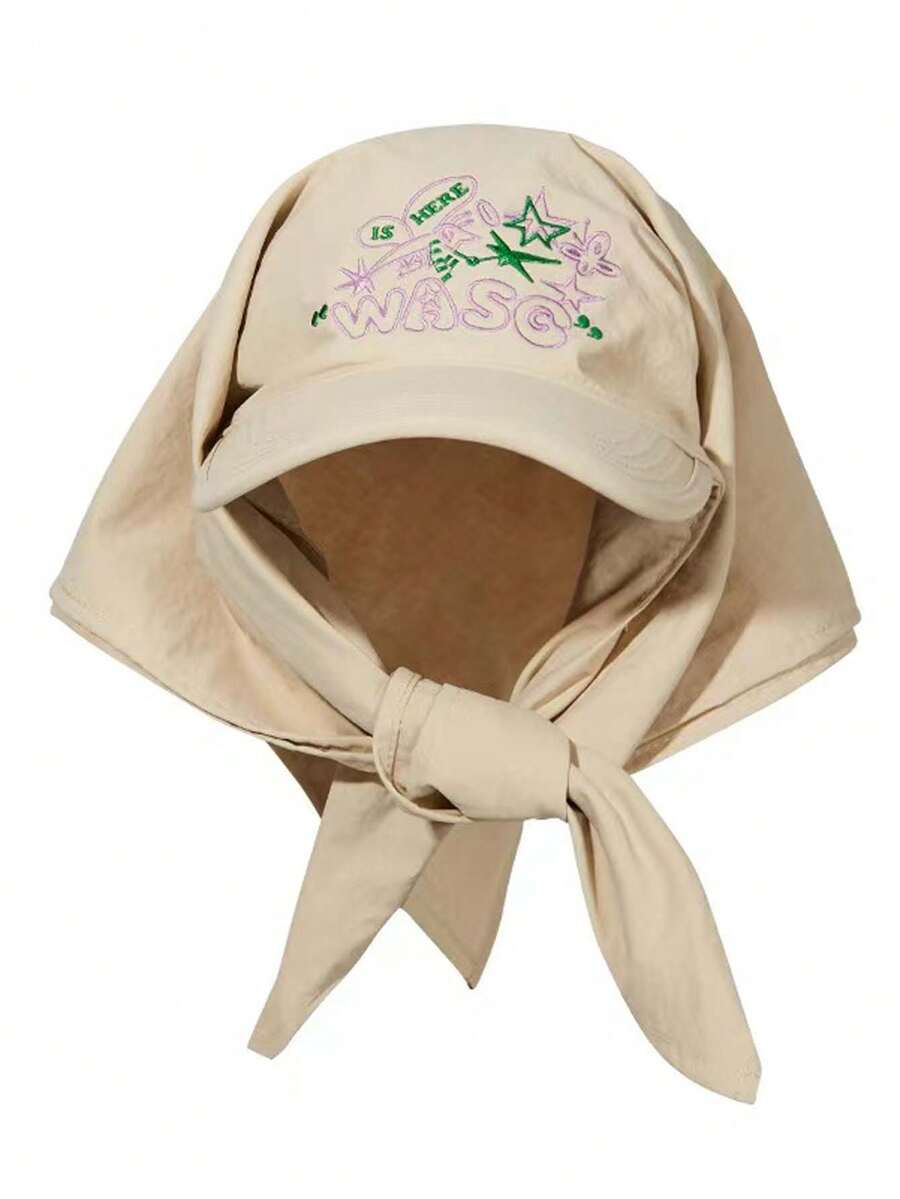Gorro tipo bandana de secado rápido, gorro triangular bordado de estilo pastoril lindo para protección solar - A - Ver 1