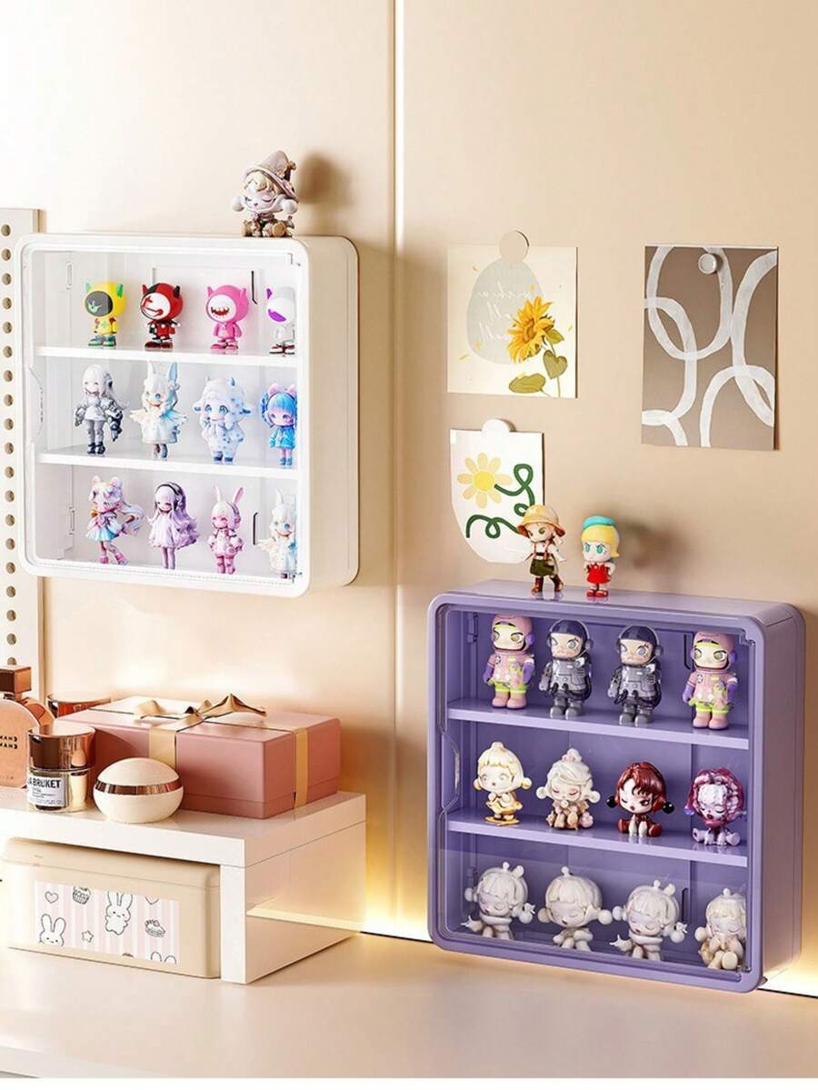 盲盒展示柜，壁挂式展示柜，透明展示架，防尘储物展示盒，壁挂式设计，无需钻孔