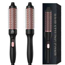 Lược uốn tóc & máy uốn tóc 32mm, lược nhiệt cho tóc xoăn thẳng & xoăn lỏng, điện áp kép hoàn hảo khi đi du lịch và uốn & duỗi tóc nhanh chóng (Màu đen) - Xem 2