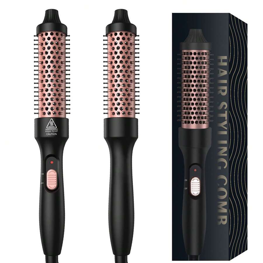 Lược uốn tóc & máy uốn tóc 32mm, lược nhiệt cho tóc xoăn thẳng & xoăn lỏng, điện áp kép hoàn hảo khi đi du lịch và uốn & duỗi tóc nhanh chóng (Màu đen)