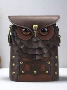 1pc New Medieval Steampunk Style Unisex Shoulder Bag, Waist Bag, Creative Owl Mini Coin Purse Crossbody Bag - Owl Crossbody Bag - View 2