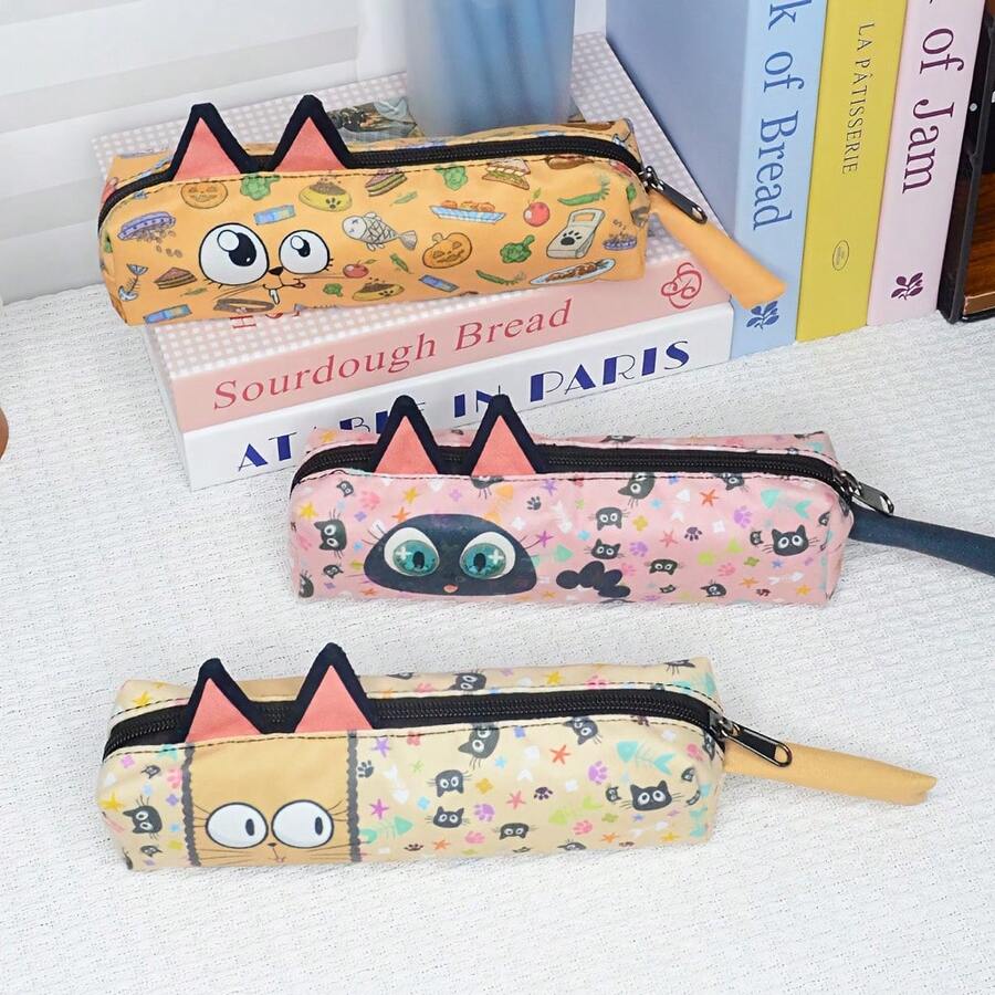 Cute Cat Shaped Pencil Case, Stationery Pouch, Desktop Storage Organizer - Single Piece - View 1