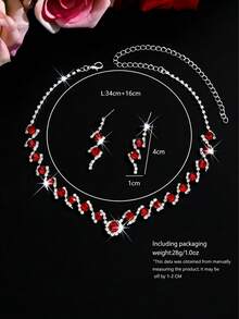 1 Set Fashionable Black Diamond Jewelry Set, Necklace And Earrings Suitable For Women's Wedding, Gala, Party Wear - Multicolor - View 4