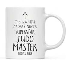 1pc 11oz Ceramic Coffee Mug With Fitness Instructor Design, Double-Sided Printing Reusable Cup, Microwave & Dishwasher , Fun Birthday Gift For Coworkers - Judo Master - View 9