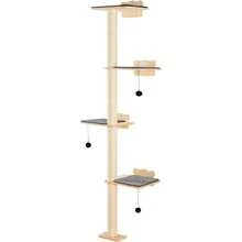 Árbol para Gatos de 4 Niveles Carga de 18,14 kg Juego de Muebles de Pared para Gatos con 4 Tablas para Saltar Estante Flotante en la Pared, Percha de Madera de Pino de 12 mm para Dormir, Jugar - por defecto - Ver 7