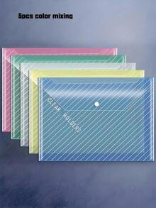 10 piezas Bolsas de documentos transparentes clásicas tamaño A4 al por mayor, carpetas de archivo estilo sobre impermeables, material de oficina y estudio, sobres de archivo minimalistas y prácticos, esenciales para compras a granel - bolsa de documentos - Ver 14