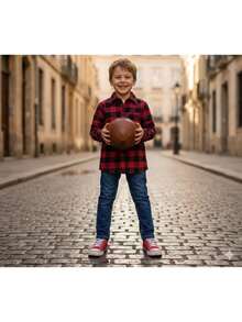 Long-Sleeved Flannel Plaid Shirt - Red Check - View 4