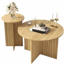 Set Of 2 Modern Nesting Tables In Wood – Round Coffee Tables With A Scandinavian Design, Space-Saving And Versatile, Stable Construction In MDF/PB - View 8