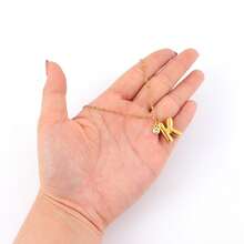 1pc Simple Classic Bubble Initial White Round Pendants Golden Stainless Steel Bead Chain Necklaces For Women - Yellow Gold - View 3