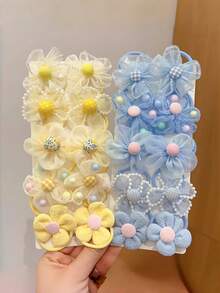 Set de 10 piezas de accesorios para el cabello con flores lindas, pasadores de flores dulces, scrunchies para niñas, adecuados para uso diario - Multicolor - Ver 5
