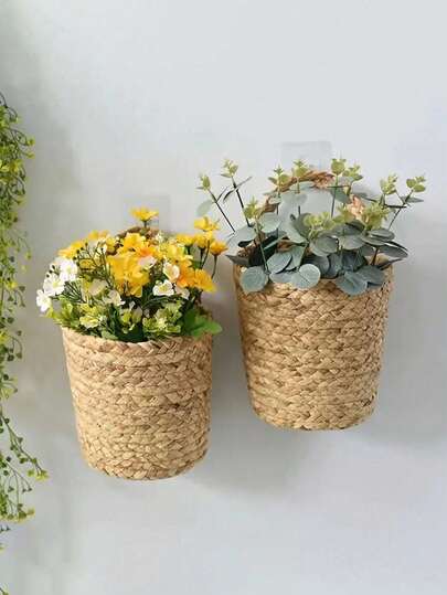 1pc Seagrass Hanging Basket, Flower Basket, Hanging Planter, Planter Basket, Storage Basket, Handmade Rustic Style, Laundry Toy Organizer, Home Decor Basket, Durable, Multi-Functional