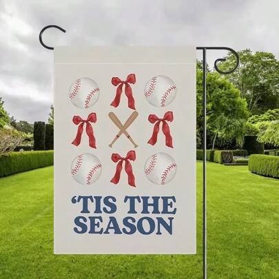 1pc Baseball Garden Flag, Sports Yard Flag, Spring Garden Flag, Baseball Fan Gift, Father's Day Gift, Gardener Gift, Baseball Season Flag Double-Sided Burlap Flag 12X 18inch, Outdoor Decoration, Seasonal Decoration, Holiday Banner, Do