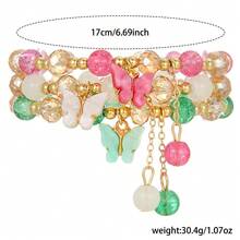 3pcs Fashionable Bohemian Glass Bead Butterfly Bracelets, Holiday Gift For Women - Multicolor - View 4