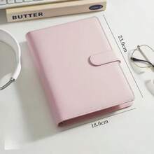 Cuaderno de hojas sueltas tamaño A5 de color macaron, con ranuras para tarjetas, cierre magnético de piel sintética PU, páginas interiores reemplazables, adecuado para la escuela y la oficina - A5 Rosa (Solo la carcasa exterior) - Ver 2