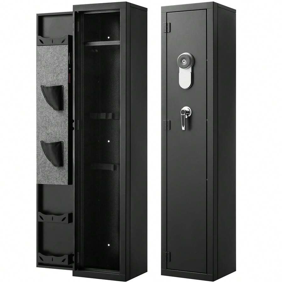 Secure Gun Storage With Biometric Lock, Digital Keypad, Adjustable Racks - A - View 1
