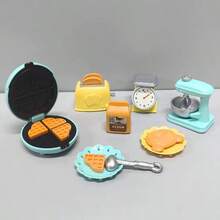 Mini Dollhouse Style Waffle Maker - Designed With Yellow And Black Checkered Pattern, Featuring Blue And White Graphics - Multicolor - View 8
