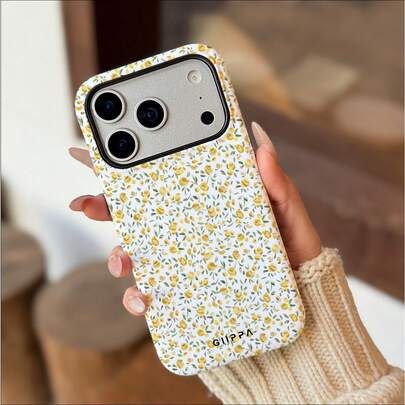 1 chiếc ốp lưng điện thoại màu vàng nhạt họa tiết hoa cho iPhone 17 Pro Max, phù hợp với 16 Pro Max, 15 Pro Max, 14 Pro Max, ốp lưng điện thoại phong cách Hàn Quốc thời trang và độc đáo, tương thích với iPhone 11/12/13/14/15/16 Pro Max Plus, thiết kế thanh lịch dành cho cả nam và nữ, món quà lý tưởng cho Giáng sinh, Ngày Valentine, Lễ Phục sinh, Mùa cưới và Sinh nhật cho bạn gái.