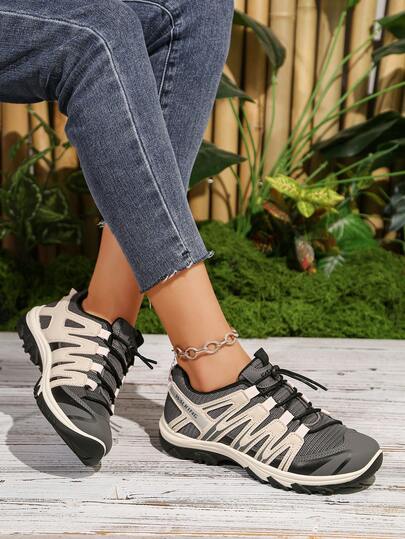 Women's Casual Sneakers, New Versatile Flat Slip-On Shoes, Fashionable Comfortable Lightweight Lace-Up Running Shoes, Breathable Round Toe Trainers