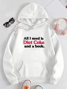 Women's Hooded Sweatshirt Long-Sleeve Hoodie With Diet Pattern, Fashionable And Casual, Comfy & Cozy - White - View 1