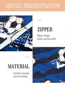 2/3pcs Soccer Kids Bedding Set, Blue White Stripe Soccer Ball Print Duvet Cover With Pillowcases, Soft Microfiber Sports Theme Bed Set For Boys Bedroom Decor (Twin/Full/Queen) 135x200cm - Multicolor - View 8