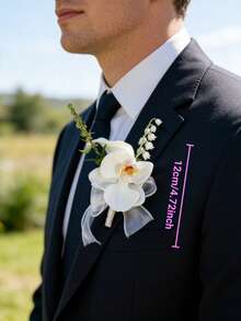 男士婚礼白色玫瑰满天星胸花，优雅玫瑰腕花，适合新郎伴郎婚礼装饰，新娘伴娘腕花，适合舞会、订婚、返校节、父女共舞、浪漫婚礼、情人节等场合佩戴。 - 彩色 - 查看 8