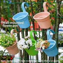 1/3pcs Colorful Hanging Flower Pots, With Sturdy Detachable Hooks, Thick PP Material, Suitable For Railings, Fences, Balconies, Yards, Gardens And Indoor Decor, Outdoor Plant Pots - Hanging Flower Pots - View 7