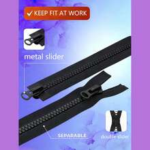 Black No.8 Open-End Zipper 60-150cm With Double Slider & 4 Accessories - C-Black - View 8