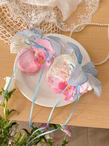 2件套女士发饰，甜美优雅海滩度假风蓝色花朵发夹，兰花侧刘海夹，甜美优雅发卡，时尚百搭侧边仿真花发饰，度假风，情人节发饰，夏季，假日，旅行 - 藍色 - 查看 7
