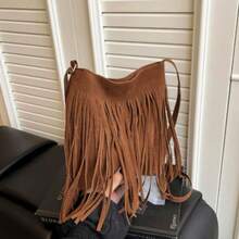 时尚流苏斜挎包单肩包波西米亚风流苏斜挎包高品质耐用材质西部流苏马鞍包单肩包适合日常通勤时尚搭配 - 彩色 - 查看 9