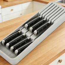 1pc Multi-Function Kitchen Drain Knife Holder Rack, Plastic Knife Storage Box - Multicolor - View 3