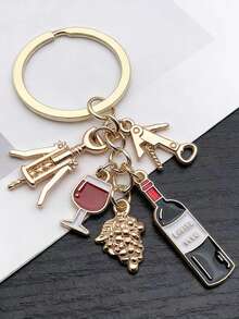 1pc Wine Dropper, Wine Glass, Wine Bottle, Zinc Alloy Keychain, Creative Backpack Key Accessories, Fashionable And Elegant Bag Decoration, Suitable For Labor Day Gifts, Mother's Day Gifts, Father's Day Gifts, Gifts For Friends - Multicolor - View 5