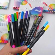 Bộ bút dạ hai đầu 24/12 màu, bút vẽ có đầu mảnh và đầu cọ, đồ dùng học tập, thích hợp cho sách tô màu, sổ kế hoạch, ghi chú, tô màu. - Bộ - Xem 11