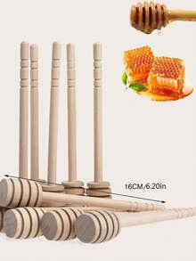 1支装 - 蜂蜜搅拌棒，木质蜂蜜搅拌棒，果酱蜂蜜搅拌棒，厨房工具，实心木质蜂蜜搅拌棒 - 高级木质蜂蜜勺，实用长柄蜂蜜勺，厨房用具，易于倾倒和搅拌 - 彩色 - 查看 3
