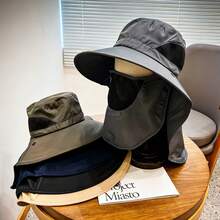 男女通用渔夫帽 渔夫帽 男士渔夫帽 男士帽子 女士帽子 沙滩帽 邮轮必备 UPF50+ 防紫外线 防水防风 户外遮阳帽 带可拆卸面罩和颈部遮盖 宽檐透气 适合徒步、露营、钓鱼、海滩旅行、日常使用 - 彩色 - 查看 7