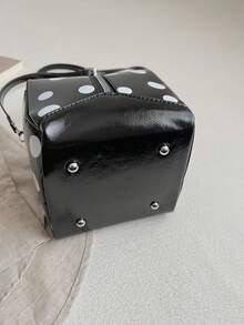 Fashionable Women's Handbag, Polka Dot Box Shaped Mini Crossbody Bag, Niche Design - Black - View 9