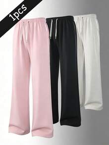Women's Outdoor Casual Solid Color Drawstring Pants, Minimalist Design Sports - Pink - View 6