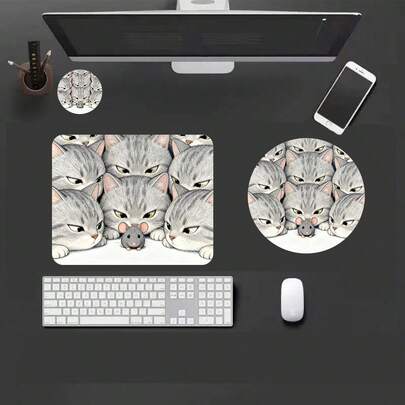 小方圆鼠标垫，防滑橡胶底座，趣味鼠标垫，适用于台式无线电脑鼠标、办公笔记本电脑、家庭办公室装饰，可爱办公鼠标垫杯垫，可作为送给女孩的礼物，多种尺寸可选