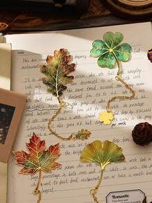 Retro Leaf Metal Vein Bookmark With High Appearance Quality. The Leaves Are Exquisite. It Is A Creative Gift Suitable For Students As A Reading Page Holder. - Multicolor - View 12