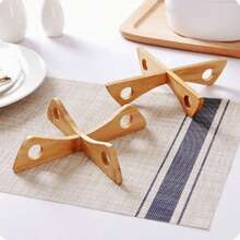 1pc Bamboo Insulation Pad Cross Shaped Pot Stand Heat Resistant Bowl Dish Mat Pot Trivet - View 1