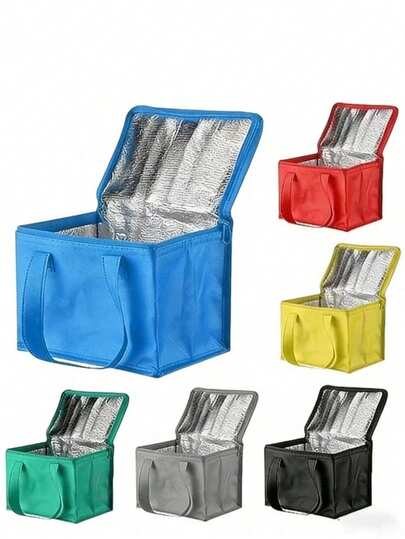 1pc Waterproof Insulated Lunch Bag, Reusable Thermal Cooler Tote With Leakproof Lining, Portable For Work, Picnic, Outdoor - Keeps Food Cold/Hot, Holds Cakes, Drinks, Fruits