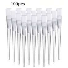 50pcs Disposable Soft Bristle Makeup Mask Brush With Plastic Handle, Suitable For Skincare, Foundation, Body Lotion And Facial Mask Application - Clear - View 14