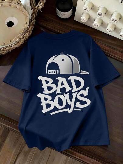 1pc Letter Print T-Shirt For Teenage Boys, Soft Round Neck Short Sleeve Top, Summer Style Children Clothing