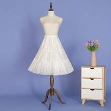 Saia Slip Retrô de Comprimento até o Joelho dos Anos 50, Saia Transparente Feminina, Pode Ser Usada com Vestidos, Moda dos Anos 50 - Branco - Visão 3