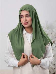 1pc Instant Triangle Hijab, All-In-One Tie-Up Design, Quick Wrap Without Slipping, No Undercap Or Folding Needed, Suitable For Daily Wear, Prayer, And Outings - Multicolor - View 17