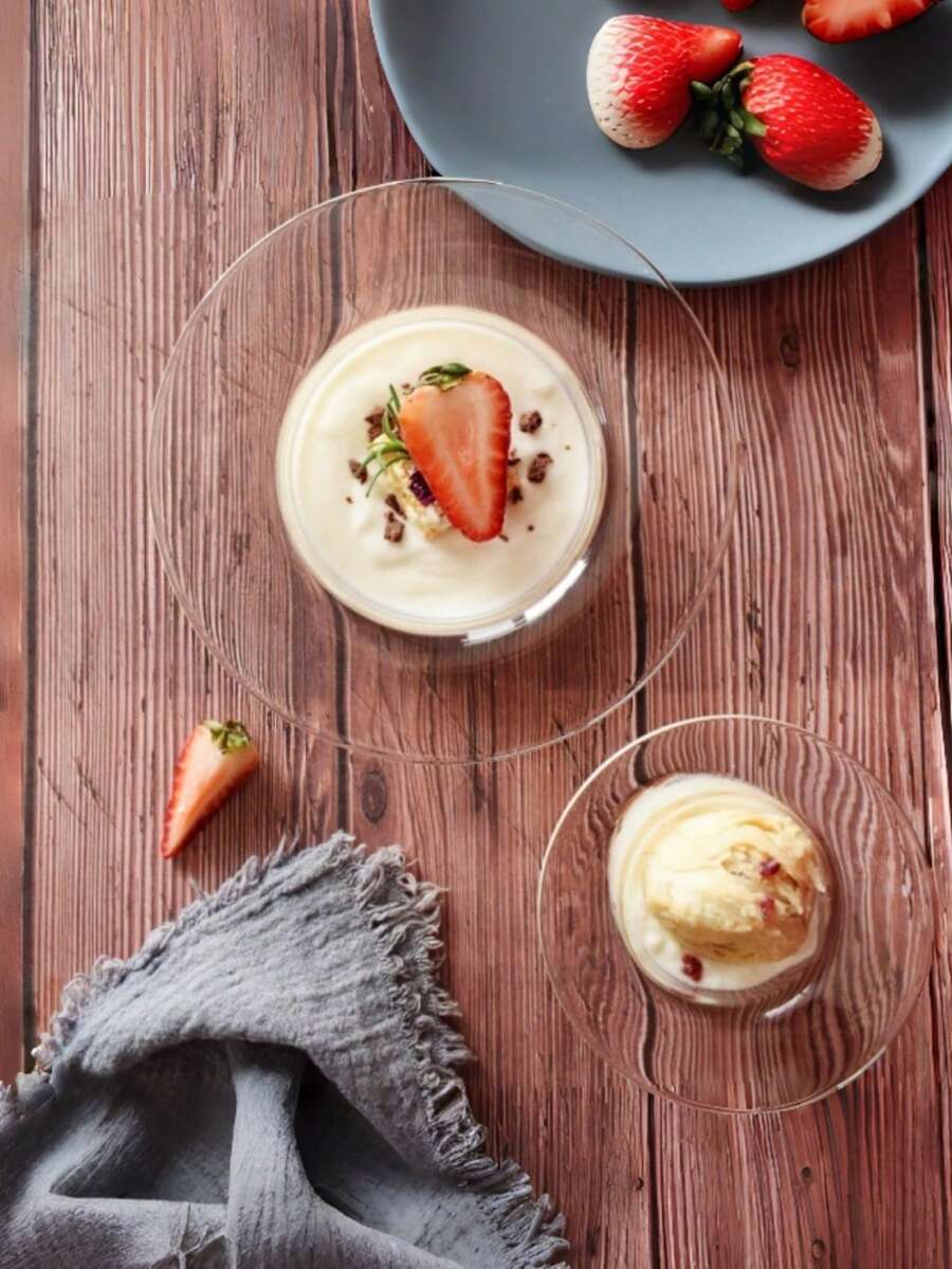 2 piezas Tazón de vidrio transparente minimalista, adecuado para postre, yogur, ensalada, tazón de desayuno de alta calidad - Multicolor - Ver 1