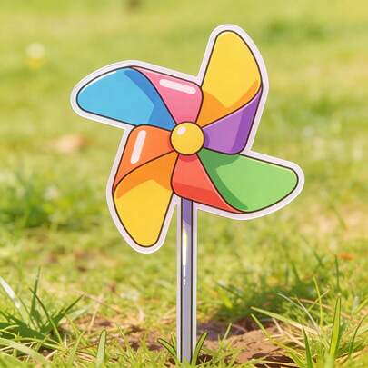 2D亚克力可爱风车户外花园艺术装饰插牌 - 为庭院、花园、花盆增添色彩