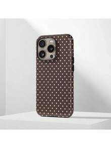 Pink & Brown Polka Dot Phone Case, Cute Aesthetic Y2K Style, Compatible With 17/16/15/14/13/12/11 Pro Max - Multicolor - View 3