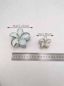 3/9pcs Solid Color 5-Petal Flower Gold Rim Casual ABS Plastic Hair Clips, Suitable For Daily Wear Summer Hair Accessories Beach Claw Clips Vacay,Holiday,Travel - Multicolor - View 3