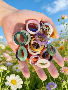 1/5/10/20pcs Set Elegant Natural Crystal Ring Holder - Jewelry Accessories, Transparent Crystal Ball Stand - Multicolor - View 2