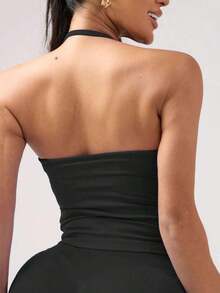 Women's Yoga Sports Bra Sleeveless Cropped Activewear Top, Elastic Fitness Workout Tank Top, Breathable Black Summer - 深灰色 - 查看 7